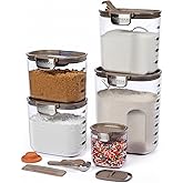 ProKeeper+ Airtight Food Storage Container Set – Clear Plastic Flour and Sugar Canister Set with Magnetic Accessories for Kitchen Organization (Taupe, 9-Piece)