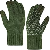 Vgogfly Winter Knit Gloves Warm Full Fingers Men Women with Upgraded Touch Screen - Anti-Slip Glove Fleece Lined