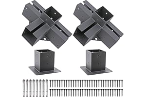 Antsky 4x4(Actual: 3.5x3.5) 4-Way Right Angle Corner Brackets with Flange Anchor Bases，Stainless Steel Pergola/Gazebo Kit Hardware(2 Pack)