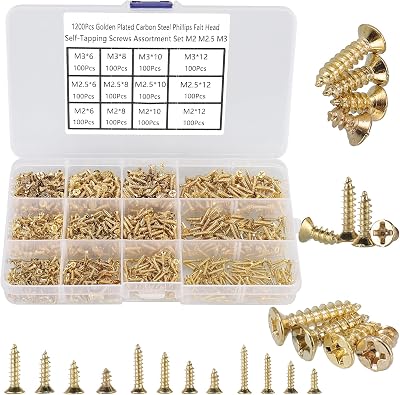 FandWay 1200Pcs Self-Tapping Screws Kit M2 M2.5 M3 Phillips Flat Head