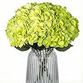 Blooming Paradise 2Bouquets Artificial Fake Flowers Silk Hydrangea Arrangements Wedding Bouquets Decorations Plastic Floral Home Kitchen Garden Party Festival Bar DIY (Light Green,5 Flower Heads)