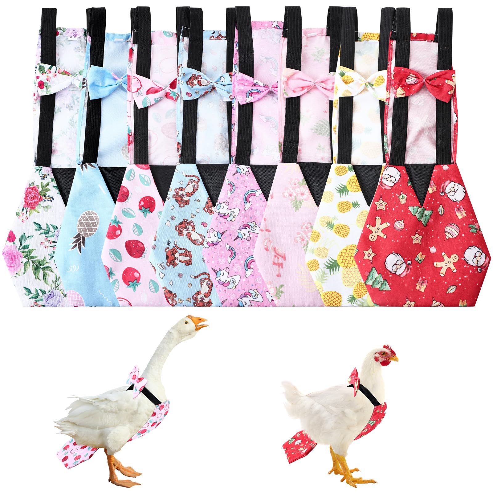 Photo 1 of SilTriangle 8 Pcs Chicken Diapers Medium Reusable Duck Diapers Waterproof and Adjustable Chicken Accessories Poultry