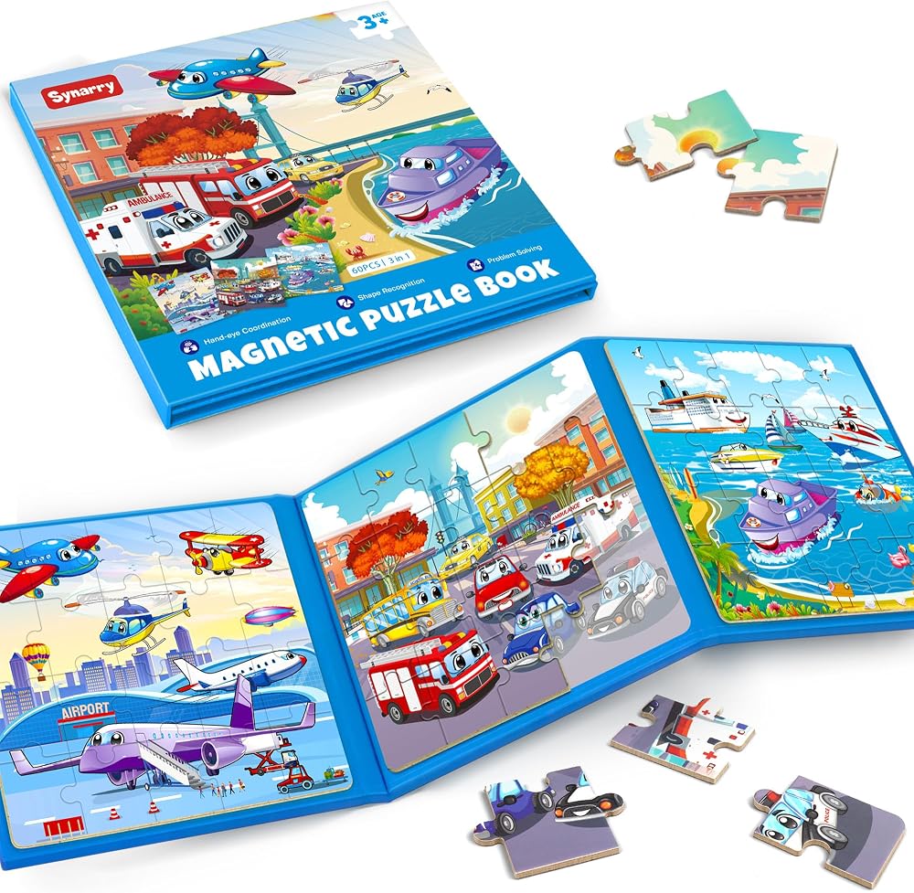 SYNARRY 20 Pieces Magnetic Jigsaw Puzzles for 3 4 5 Year Olds