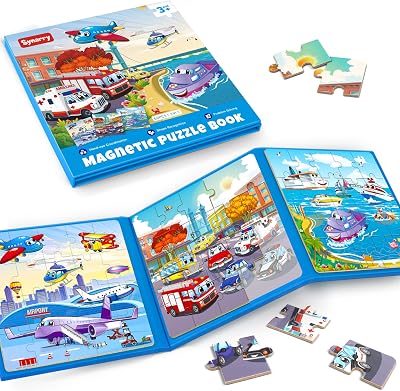 SYNARRY 20 Pieces Magnetic Jigsaw Puzzles for 3 4 5 Year Olds