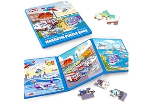 SYNARRY Air Land Water Transport Magnetic Puzzles for Toddlers 2-4, 20 Pieces Travel Puzzles for Kids Ages 4-6, Car Airplane Road Trip Activities Toys for 3 4 5 6 Year Old Boys Girls Birthday Gifts