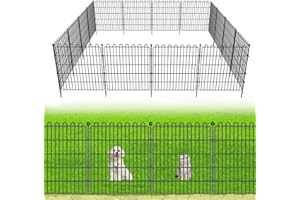 CLEASO 10 Panels No Dig Decorative Garden Fence for Yard, 24 in(H) X 20 ft(L) Animal Barrier Fencing for Outdoor Dog, Metal Portable Garden Fences for Borders, Pets, Landscape, Temporary Fence