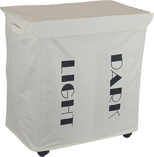 1PLUS faltbarer Wäschekorb Wäschesammler Wäschesortierer mit 2 Fächern