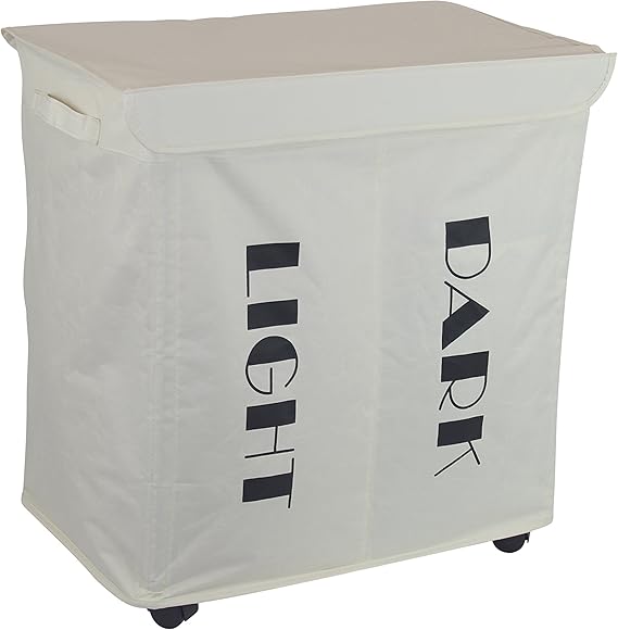 1PLUS faltbarer Wäschekorb Wäschesammler Wäschesortierer mit 2 Fächern