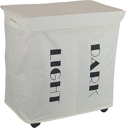 1PLUS faltbarer Wäschekorb Wäschesammler Wäschesortierer mit 2 Fächern