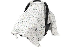 SERAPHY 100% Muslin Cotton Car Seat Covers for Babies, Universal Baby Car Seat Cover, Breathable Muslin Carseat Cover Canopies for Boys and Girls, Soft Infant Car Seat Cover for Summer — Leaves