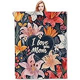 VANZEV I Love You Mom Throw Blanket, Floral Pattern