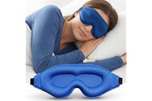 Fully Blockout Light Eye Sleep Mask, 3D Deep Contoured Eyes Cover Zero Pressure, Silky Soft Eye Mask with Adjustable Straps f