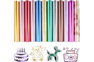 Tintnut Metallic Heat Transfer Vinyl Bundle Chrome HTV Vinyl,12 Sheets 12"x 10" Foil Holographic Gold Iron On Vinyl for Compatible with Cricut or Silhouette Cameo