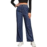 Love Welove Fashion Jeans for Women Wide Leg High Waisted Elastic Waist Pull On Plus Size 3XL Comfort Denim