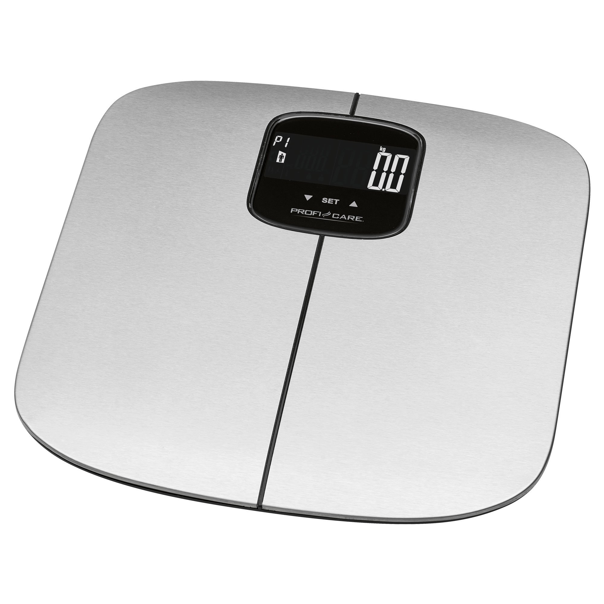 ProfiCare PC-PW 3006 FA 7-in-1 Electronic Stainless Steel Personal Scales for Analysing Weight, Body Fat Percentage, Water Content, Muscle Mass, Bone Mass, Calorie Requirements, BMI