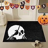Planially Halloween Bathroom Rugs Black White Bath Mats Skull Nightmare Before Christmas Home Decor Bath Rugs for Bathroom, Bedroom Washable Absorbent Carpet 20