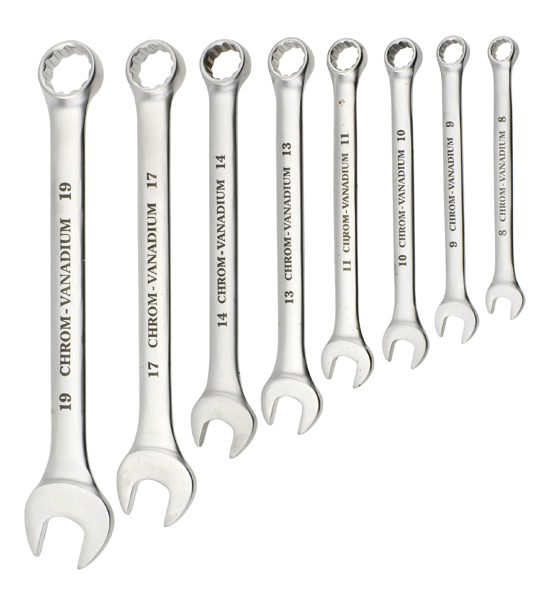 kwb 460300 Ring Maul Keys Set, 8-piece Set, Waves Profile, Satin Finish, CV Steel