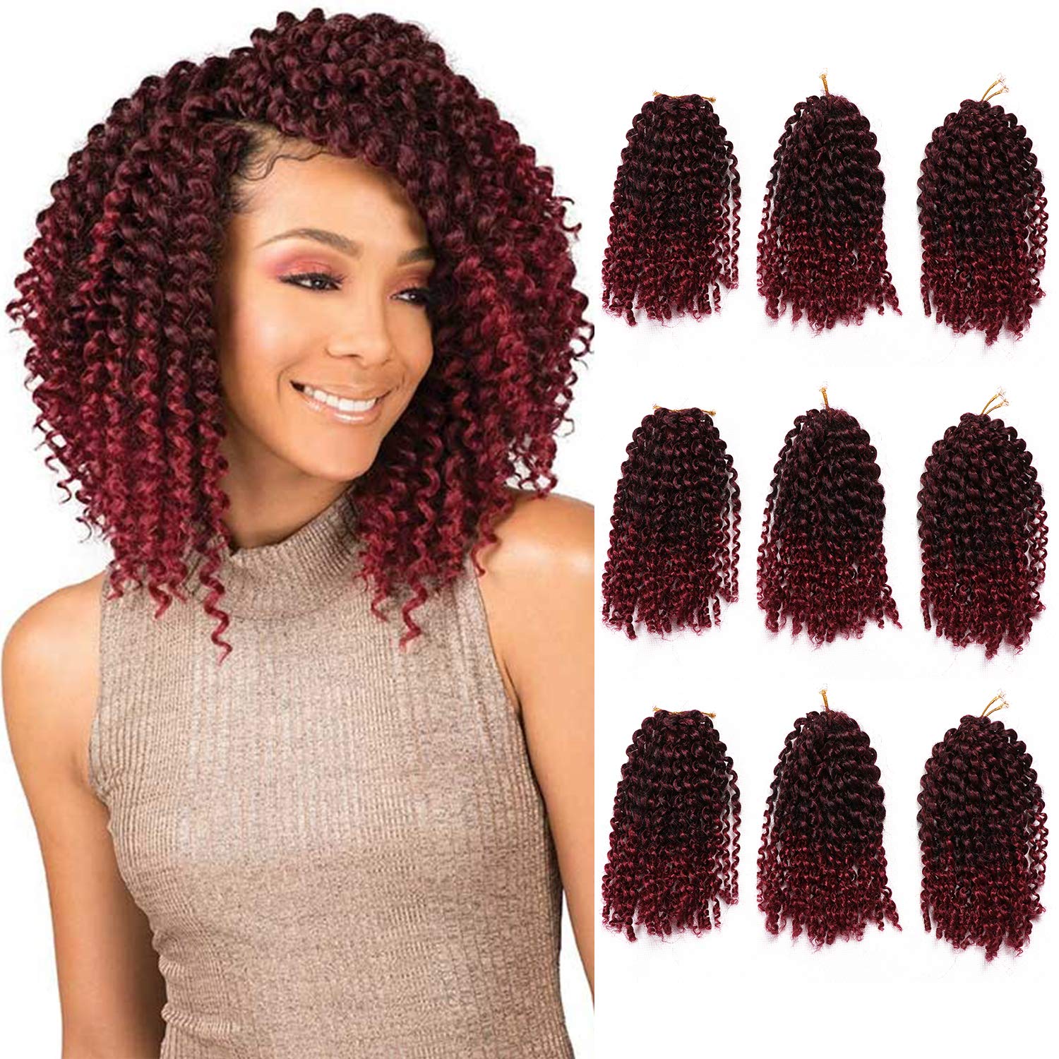 Amazon Com 8 Inch Short Marlybob Crochet Hair 9 Bundles Lot
