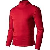 Derminpro Men's Slim Fit Long Sleeve Mock Turtleneck Knit Pullover Soft T-Shirt