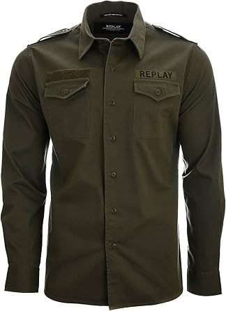 camisa verde caqui hombre