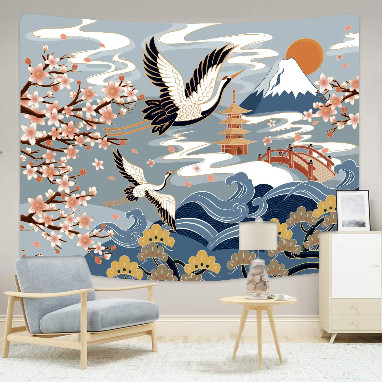 Kath & Cath Japanese Wave Tapestry, Ocean