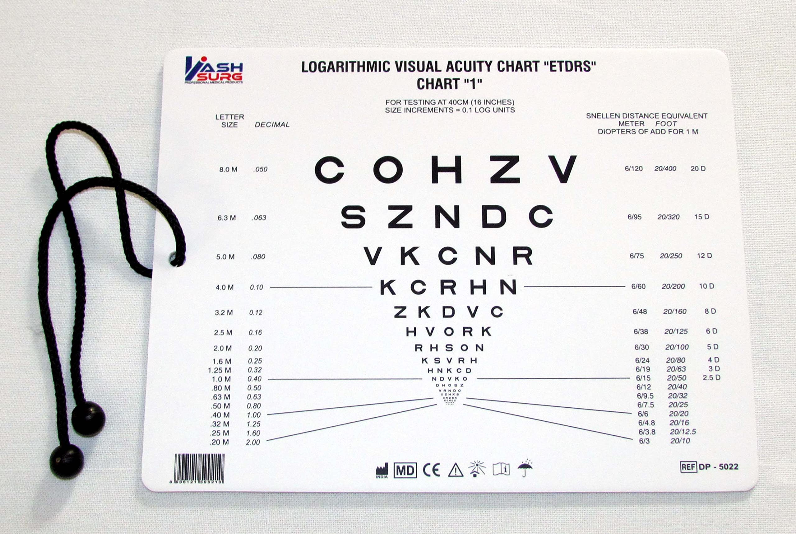 Sloan Letter Near Vision Chart with Proportional Spaced DP-5022