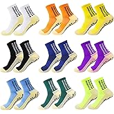 Jaoruizer Grip Socks Soccer, 9 Pair Men Grip Socks Soccer Non Slip Adult Youth Football Sock Non Skid Training Athletic Socks for Football Baseball Sports, 9 Colors