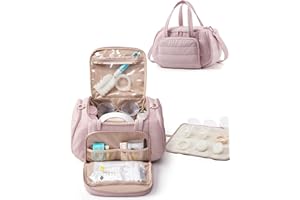 Marscamd Quilted Breast Pump Bag Compatible with Spectra S1 and S2, Pumping Bag with Cooler Compartment and a Drying Mat, Pink