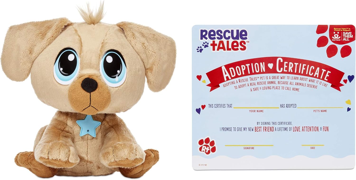 Little Tikes Rescue Tales Animals to Adopt-Golden Retriever-Interactive Soft Toy, Hug, Movement & Sounds, Personalised House - Image 3