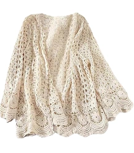 Yeory Summer Cardigans for Women Cotton Creamy White Long Sleeve