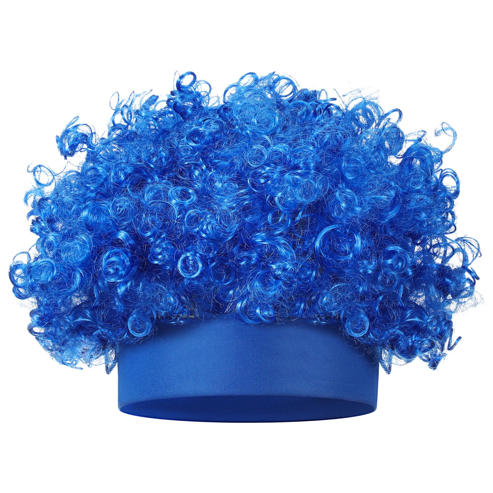Photo 1 of Luinabio Hairy Headband Crazy Hair Day Fun Wig Hat Costume Accessory for Women Men Spirit Week Halloween Cosplay Sport(Curls,Navy Blue C)