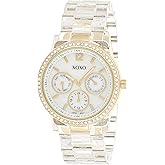 Accutime XOXO Women's XO5527 Clear Bracelet with Rhinestones on Gold Case Watch