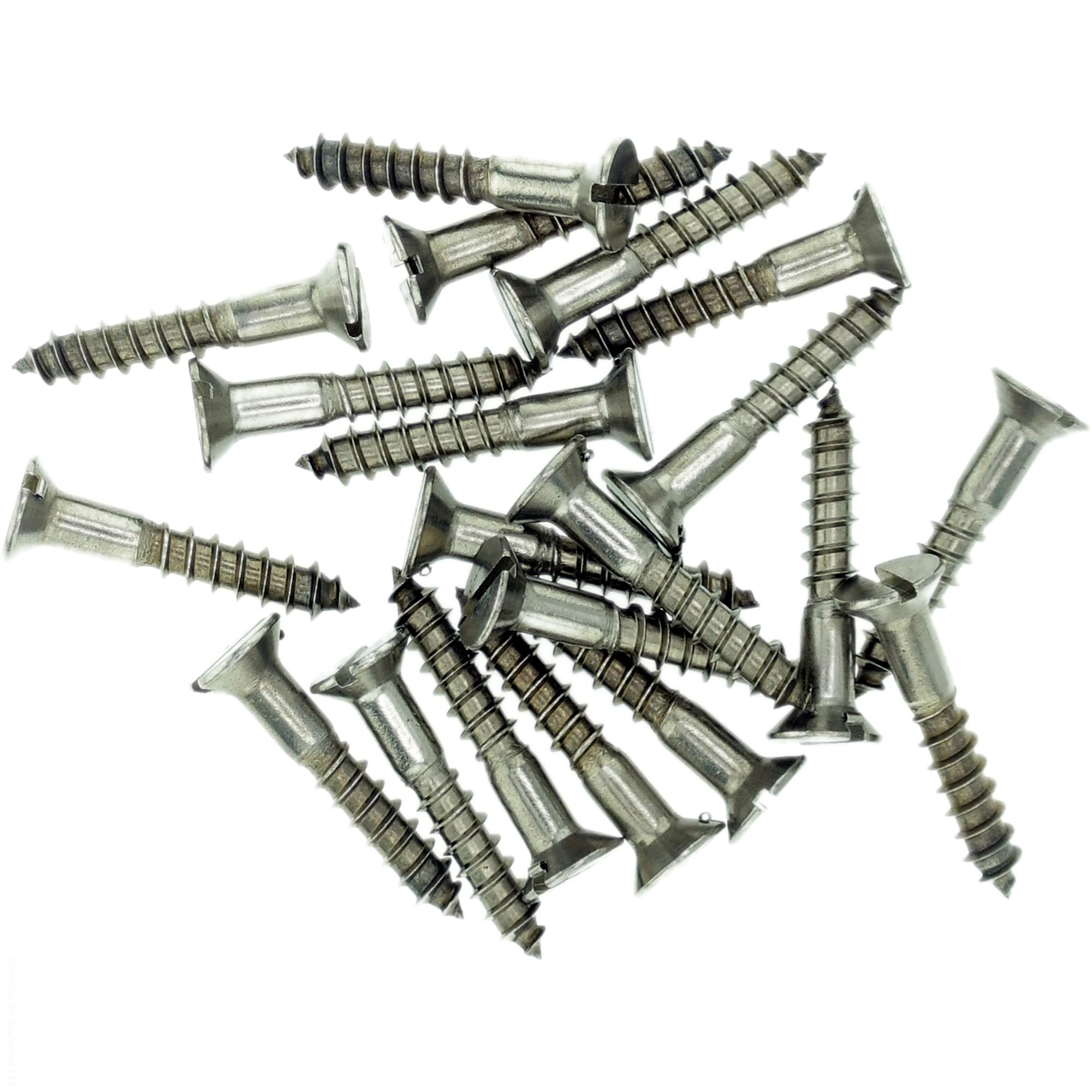 No.9 x 1.78 (4.5mm x 45mm) Slot Countersunk Wood Screw - Stainless Steel (A2) (Pack of 20)