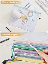 HEETA A4 Plastic Wallets 12 Pack Zip Lock Bags Waterproof Zipper Folders view 4