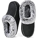 ULTRAIDEAS Women's Memory Foam House Slippers with Hard Bottom, Fur Lined House Shoes with Non-Slip Rubber Sole for Indoor & Outdoor