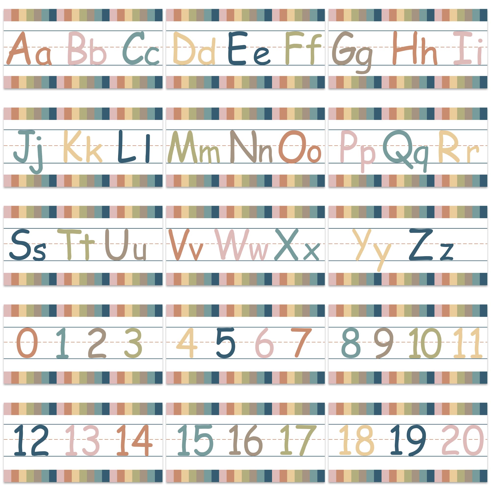 Photo 1 of 15 Pcs Boho Alphabet Bulletin Board Set Boho ABC Letters 0-20 Number Posters Alphabet Educational Cards Alphabets Number Paper Cutout for Classroom Preschool Kindergarten Playroom Decor