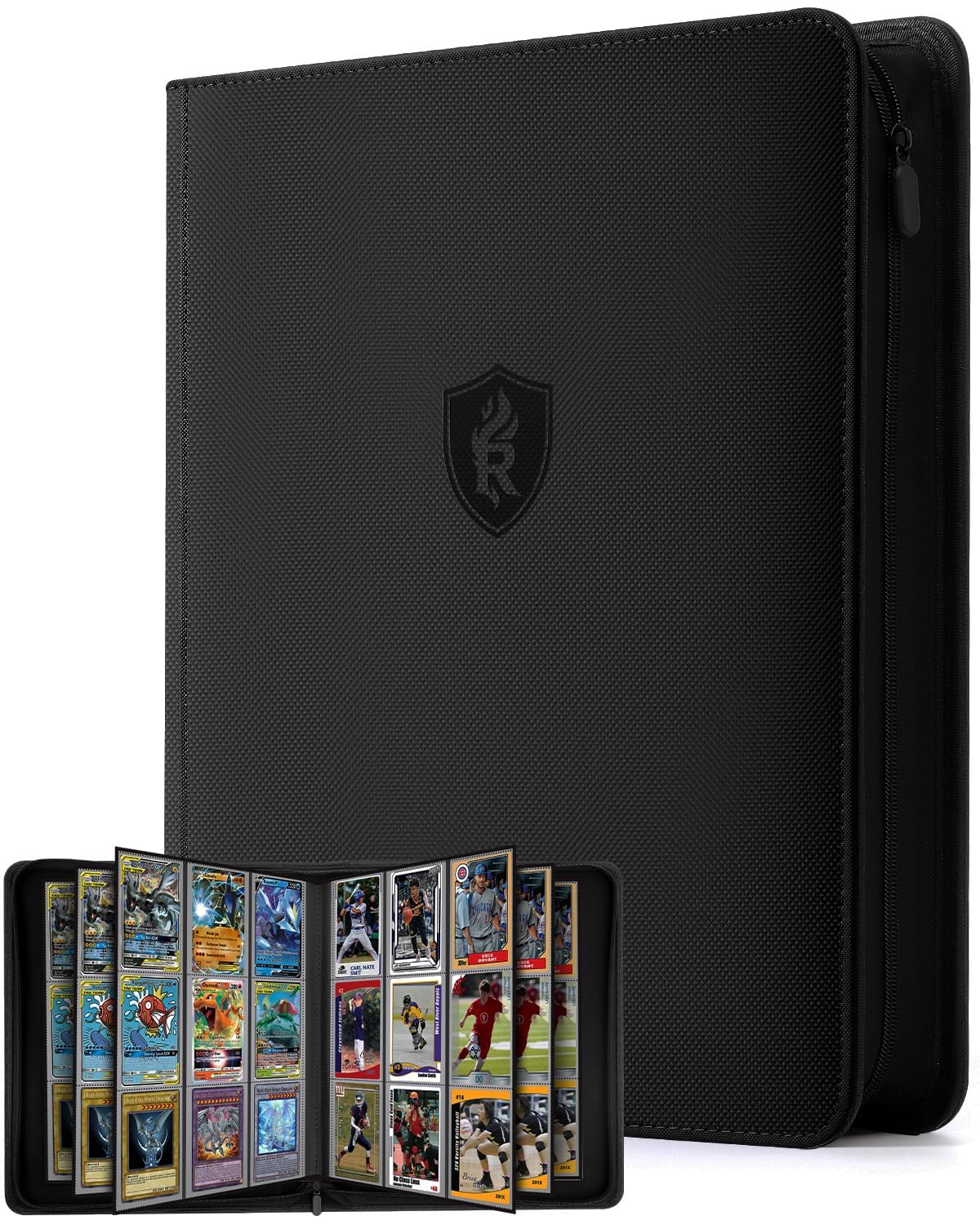 9 Pocket Zipper Card Binder for Standard 3" x 4" Rigid Card Holders, Holds 288 Cards, Double-Sided Album for Trading, Collectible & Sports Cards