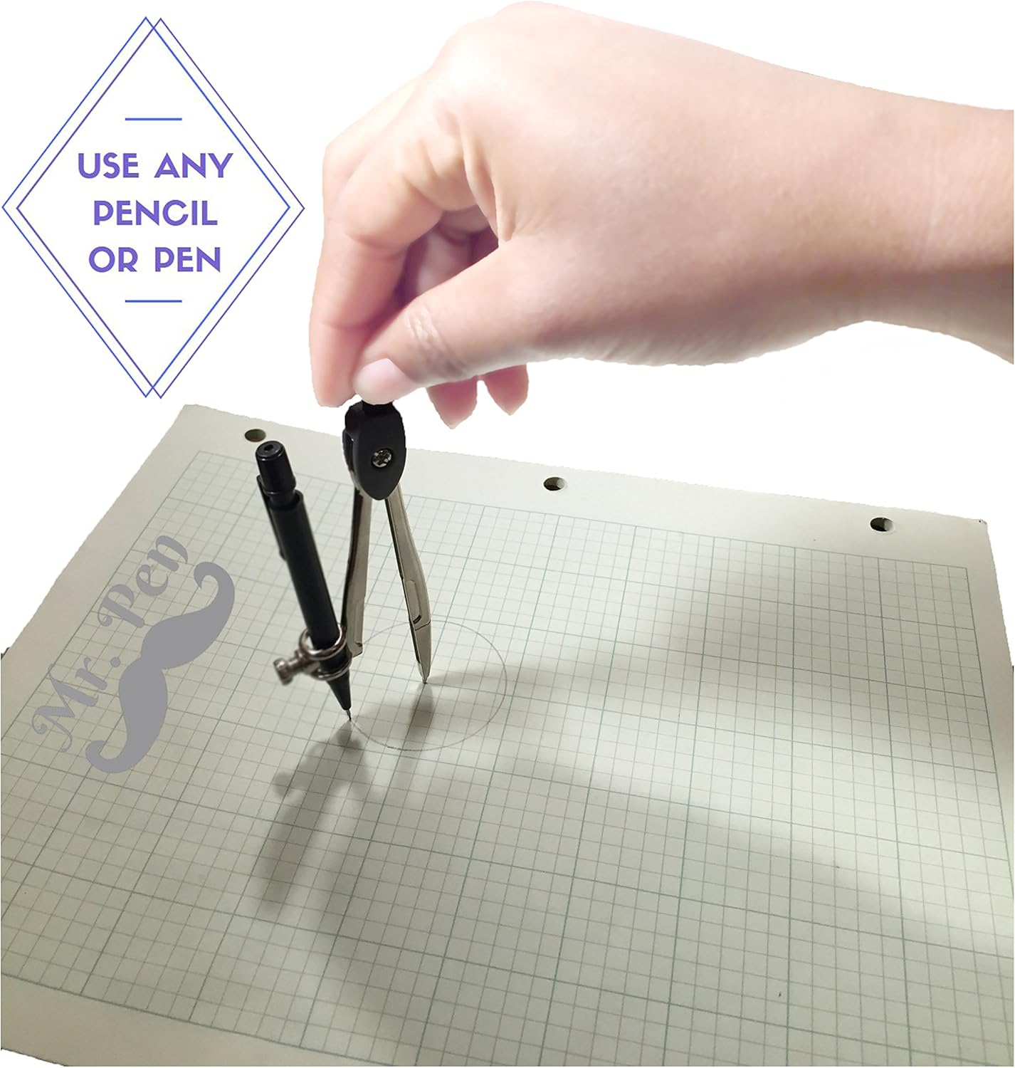 Mr. Pen Geometry Set with 6 Inch Swing Arm Protractor, Divider, Set Squares, Ruler, Compasses and Protractor, 15 Piece Set : Office Products
