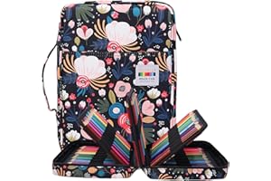 BOMKEE Colored Pencil Case 220 Slots Pencils/Gel Pens Organizer Waterproof Travel Case Zipper Carrying Portable Pencil Markers Pen Holder Bag for Painter Writers (Flourishing Flowers)