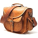 Leather Camera Bag, Travel Vintage Crossbody Shoulder Handbag with Removable Insert, Fits Standard Size DSLR with Lens…