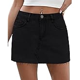 Denim Skort Skirts for Women Low Waisted Stretchy Mini Jean Skirt Casual Cute Going Out Skorts with Pockets Raw Hem