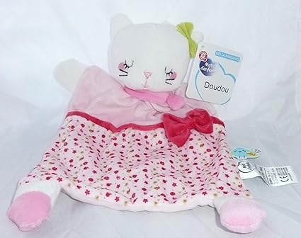 Mots D Enfants Peluches Et Doudous Doudou Chat Chatte Semi Plat Carre Chaton Rose Fleuri Et