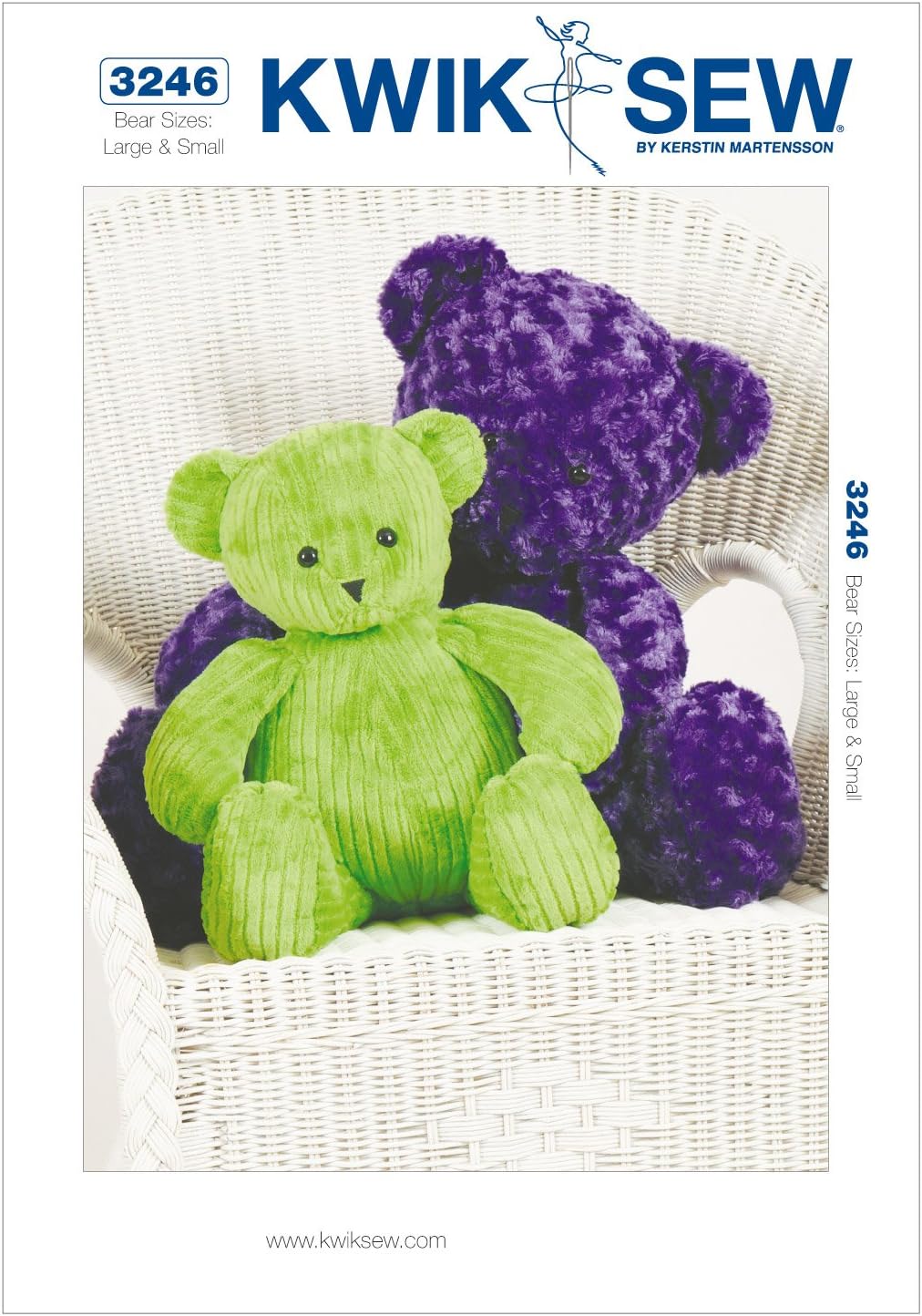 KWIK-SEW PATTERNS K3246OSZ Teddy Bears Sewing Pattern, Size Large and Small
