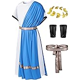 Missanabie Men's Toga Costume - Greek God Roman Cosplay Outfit Halloween Robe Accessories Set