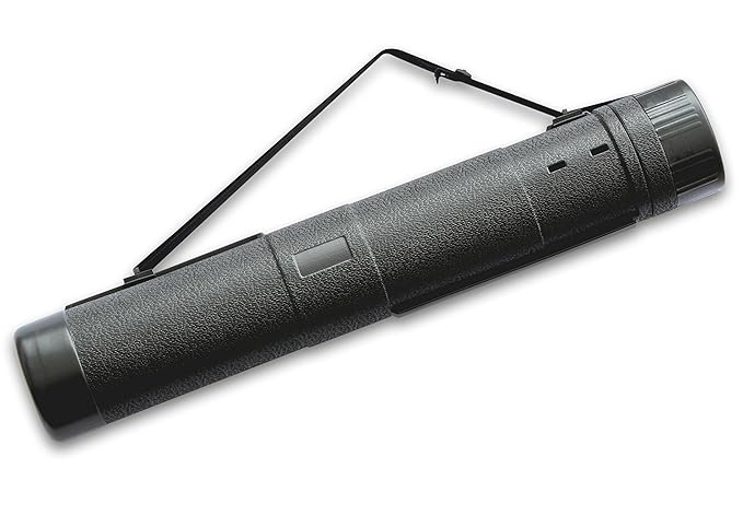 Transportrolle Ø14 cm, Zeichenrolle für Pläne, Plakate usw, 80-130 cm ausziehbar, DIN A2 – DIN A0 und größer, Schultergurt, s