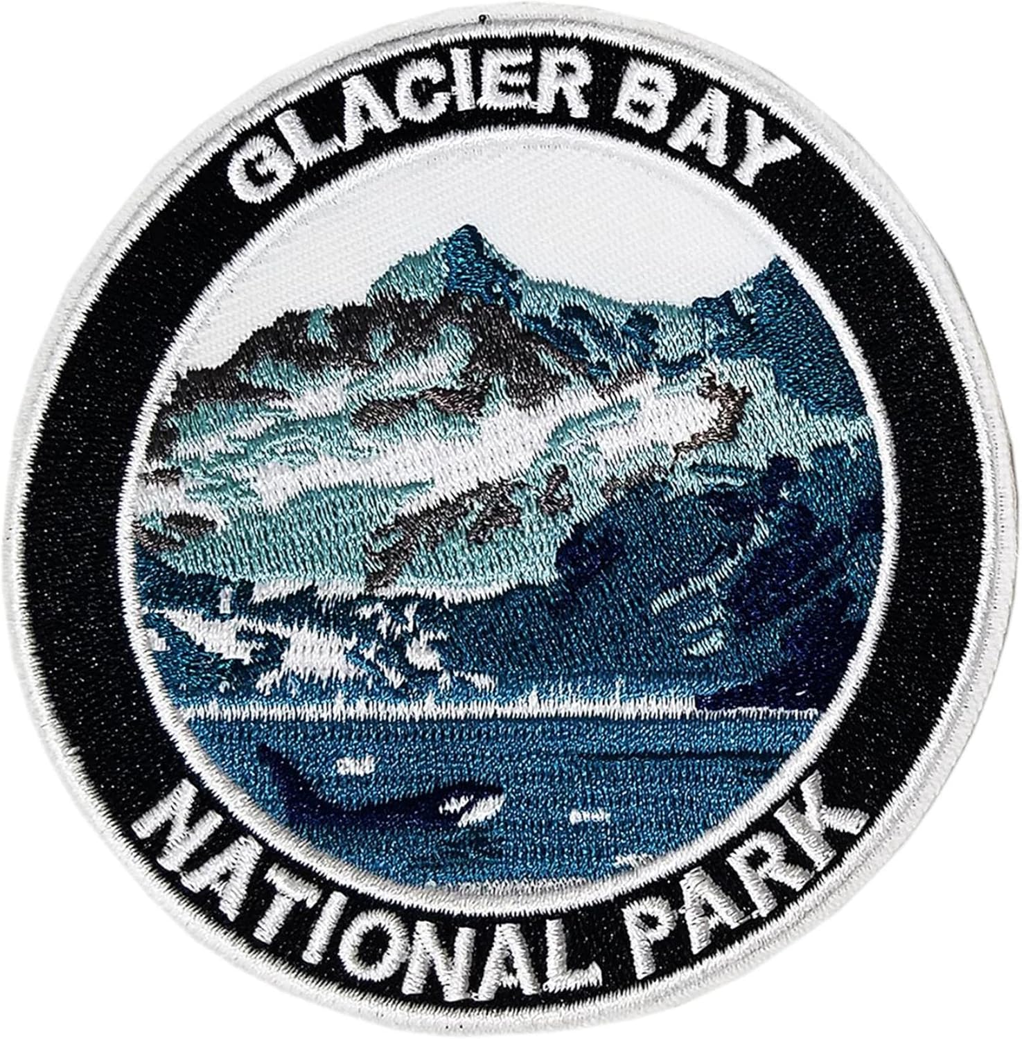 Mixed Media - Glacier Bay National Park Patch Embroidered Iron-on/Sew-on Decorative Embroidery Applique Clothing Vest Jacket Premium Stitching Nature Wild Animals Forest Trees Hiking Trail Souvenir Badge Whales