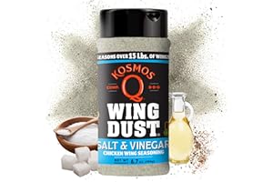Kosmos Q Salt & Vinegar Seasoning Wing Dust, Salt & Vinegar Chicken Wing Seasoning For Chicken, Popcorn, Fries, & More, Savory & Tangy Flavor, Dry Rub Dust For Grilling & Smoking, 8 Oz Shaker Bottle