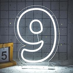 ATTNEON Number 9 Neon Sign,Led Light Up 9 Numbers
