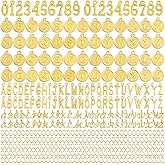 Cecliy Letter Charms,Double Sided Alphabet ABC Metal Letter Charms 3 Styles Capital A-Z DIY Bracelets Necklaces Pendants with 200pcs Open Jump Rings for Jewelry Making,KC Gold