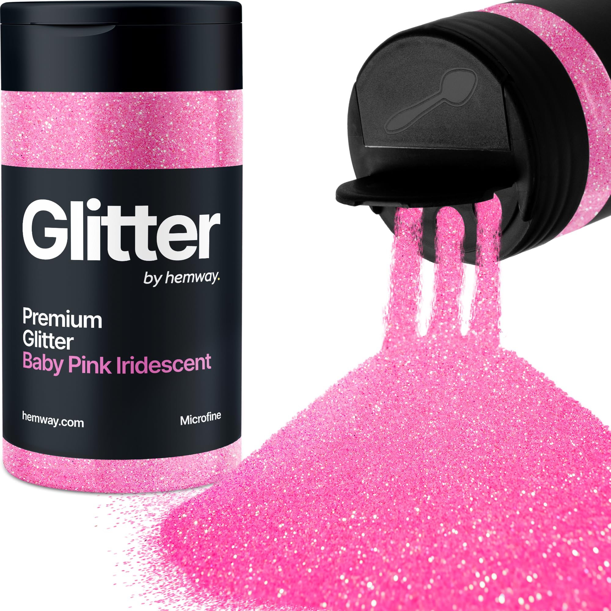 Baby Pink Iridescent Glitter Shaker, 130g Microfine Glitter, Crafts 1/256" Metallic Flake Baby Pink Sequins, Resin & Epoxy Crafts, Decorating, Halloween, Christmas Nail, Face, Hemway